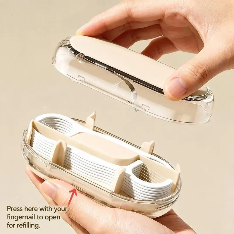 Portable Automatic Floss Pick Dispenser - Dual-Head Dental Floss Holder, 1-Touch Dust-Proof Refillable Case for Travel & Home, Lightweight Oral Care Home Organizer