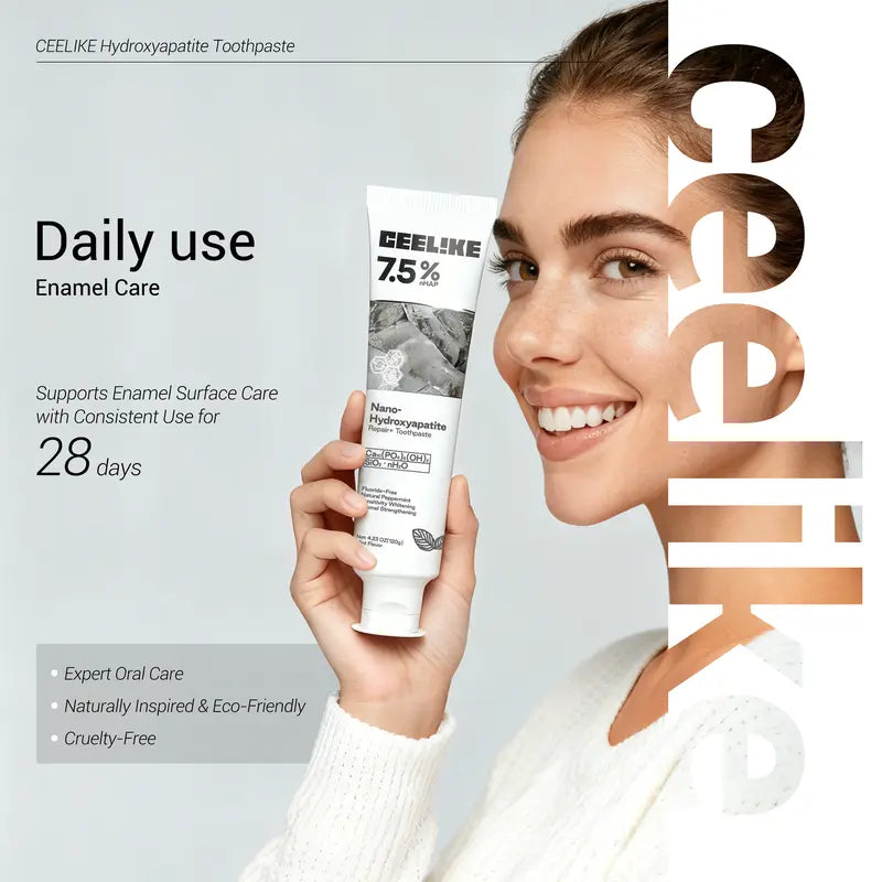 CEELIKE Hydroxyapatite Toothpaste 3-Pack, Fluoride-Free Oral Care Products for Adults, Gentle Mint Flavor, Enamel Repair & Strengthening, Remineralize Teeth, Teeth Whitening & Breath Freshening