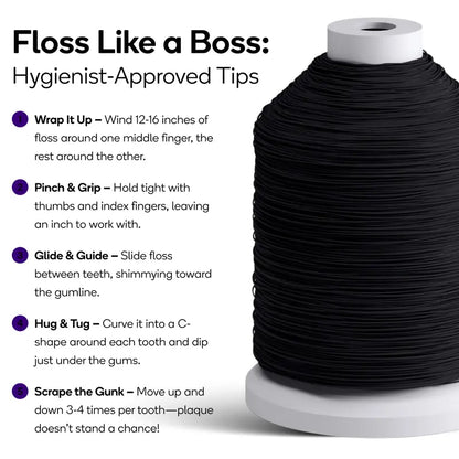 Big Floss Dispenser & Pre-Filled Whitening Trays Bundle-273 Yards, XL Size, Expanding Floss for Superior Plaque Removal,Advanced At-Home Dental White Trays Kit, 6 Trays, 3 Treatments, Visibly Whiter Teeth after One Use