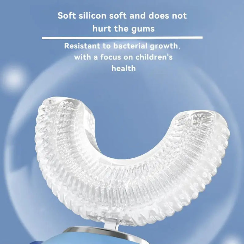 Kids U-Shape Head Rechargeable Sonic Electric Toothbrush - Food-Safe Silicone, Bpa-Free, 3 Smart Vibration Modes, 4 Replacement Brushes, IPX7 Waterproof, Full Coverage Oral Care for Sensitive Mouths (Rechargeable Electronic Toothbrushes for Unisex Kids)