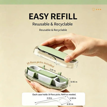 Portable Automatic Floss Pick Dispenser - Dual-Head Dental Floss Holder, 1-Touch Dust-Proof Refillable Case for Travel & Home, Lightweight Oral Care Home Organizer