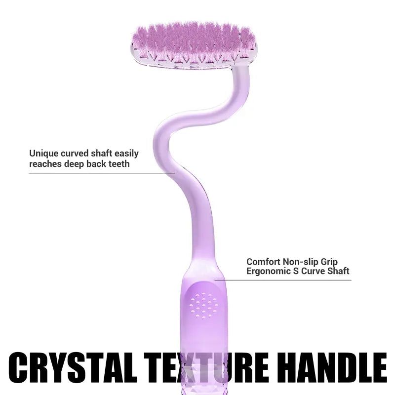 CEELIKE S-Shaped Oral Toothbrush 2-Pcs Set - Ergonomic Curved Plastic Handle, Soft Bristles for Deep Teeth Cleaning, Back Teeth Reach, Unscented Non-Mechanical Dental Brushes for Adults' At-Home Daily Oral Care