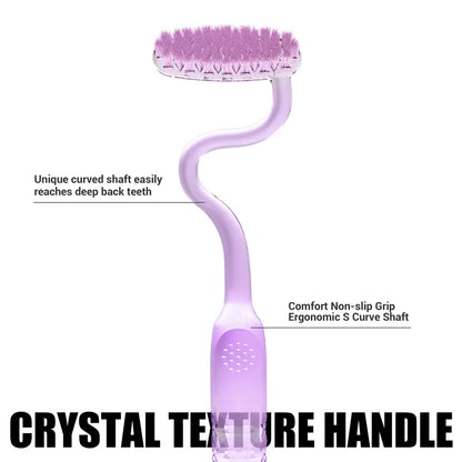 CEELIKE S-Shaped Oral Toothbrush 2-Pcs Set - Ergonomic Curved Plastic Handle, Soft Bristles for Deep Teeth Cleaning, Back Teeth Reach, Unscented Non-Mechanical Dental Brushes for Adults' At-Home Daily Oral Care