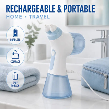 100% Authentic PHOFAY Medical Grade Nasal Irrigator, Dual-Powered Rechargeable Multi-User System with Adjustable Modes, 30 Unscented Saline Solution Packets, 2 Nose Pillow Sets, Gentle Formula Oral Silicone for Sinus Relief & Unscented Nasal Cleaning