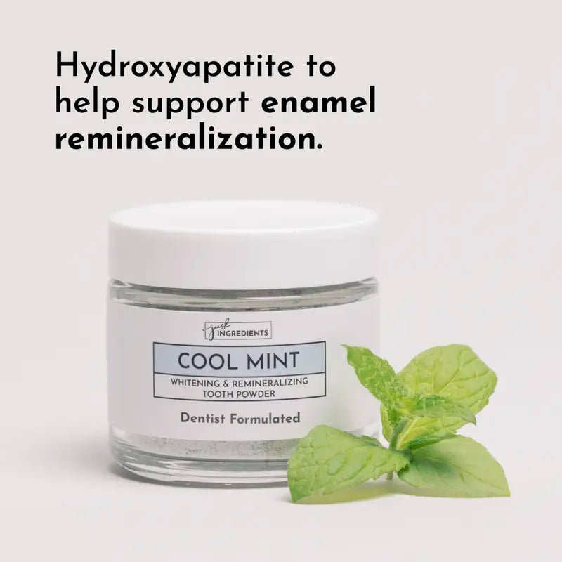 Just Ingredients Remineralizing Tooth Powder - 1.8 Oz - Supports Remineralization & Whitening* - Fluoride-Free Oral Care - Hydroxyapatite, Bentonite & Mineral-Rich Ingredients