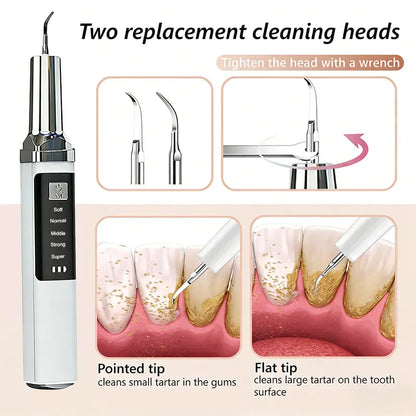 Rechargeable Electric Teeth Cleaner Kit - 1 Lithium Cell, Multiple Plastic Heads, Oral Irrigator, Plaque Remover, Teeth Whitening Tool for Daily Cleansing, Father’S Day Gift (Batteries Included)