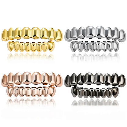 Hip-Hop Gold Braces, Upper and Lower Teeth 8 Real Gold Electroplated 18K Gold Hip-Hop Braces Orthodontic Accessories Dental Accessories