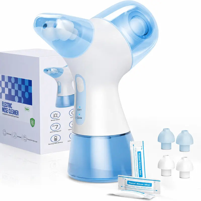 100% Authentic PHOFAY Medical Grade Nasal Irrigator, Dual-Powered Rechargeable Multi-User System with Adjustable Modes, 30 Unscented Saline Solution Packets, 2 Nose Pillow Sets, Gentle Formula Oral Silicone for Sinus Relief & Unscented Nasal Cleaning