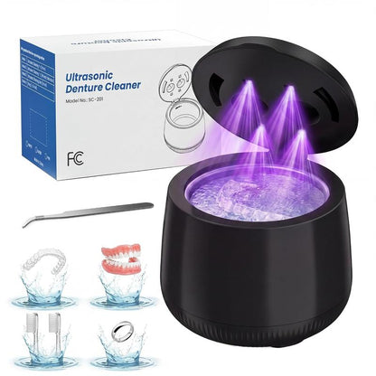 Ultrasonic Denture Cleaner, 48Khz Deep Cleaning Machine with 4 Timed Modes, 200Ml Digital Display for Retainers, Mouth Guards, Braces, Aligners, Toothbrushes, Jewelry, Pink
