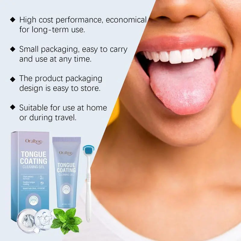 Tongue Cleaning Gel - Fresh Breath Oral Care Multi-Pack, Daily Mouth Odor Removal, Hygienic Dental Cleansing Solution Gentle Cleanser