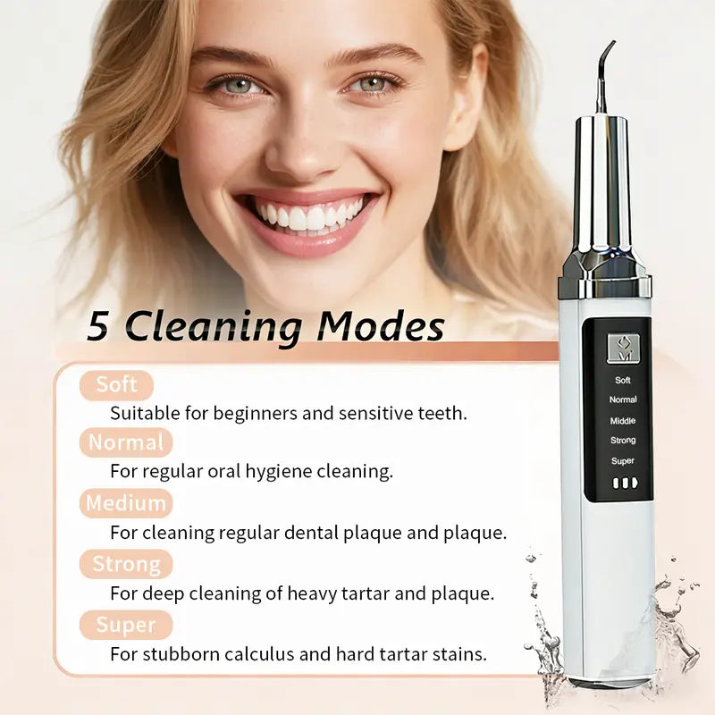 Rechargeable Electric Teeth Cleaner Kit - 1 Lithium Cell, Multiple Plastic Heads, Oral Irrigator, Plaque Remover, Teeth Whitening Tool for Daily Cleansing, Father’S Day Gift (Batteries Included)