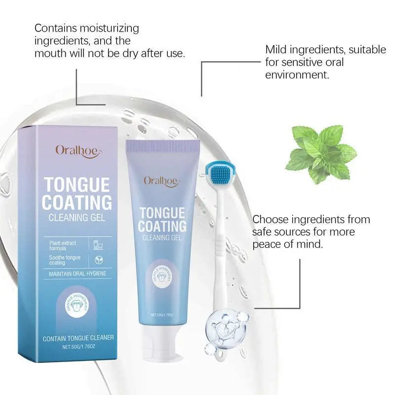 Tongue Cleaning Gel - Fresh Breath Oral Care Multi-Pack, Daily Mouth Odor Removal, Hygienic Dental Cleansing Solution Gentle Cleanser