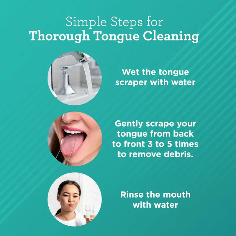 Gurunanda Tongue Scraper (2 Pack) with Travel Case, 420 Medical-Grade Stainless Steel Tongue Cleaner, Aids in Fresh Breath & Oral Care