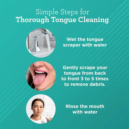 Gurunanda Tongue Scraper (2 Pack) with Travel Case, 420 Medical-Grade Stainless Steel Tongue Cleaner, Aids in Fresh Breath & Oral Care