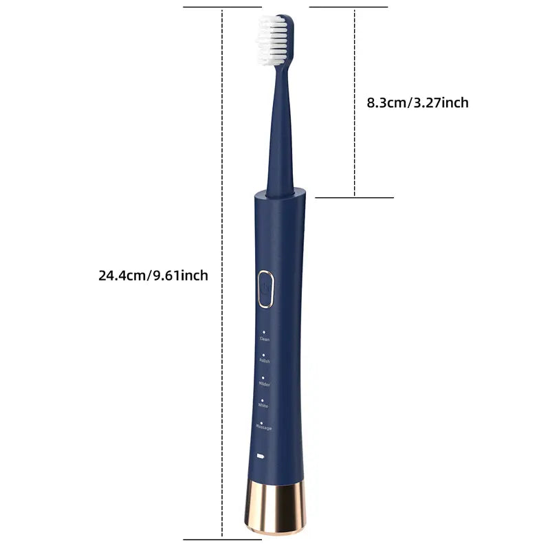 GMUX Sonic Electric Toothbrush - Cordless Rechargeable Adult Bathroom Gadget with 8 Dupont Bristle Heads, 5 Modes, Smart Timer, IPX7 Waterproof, USB Charge, 500Mah Battery, Couples Cool Gifts for Adults, Self Care & Personal Care Gadgets