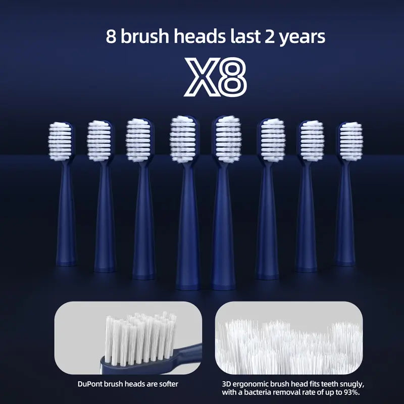 GMUX Sonic Electric Toothbrush - Cordless Rechargeable Adult Bathroom Gadget with 8 Dupont Bristle Heads, 5 Modes, Smart Timer, IPX7 Waterproof, USB Charge, 500Mah Battery, Couples Cool Gifts for Adults, Self Care & Personal Care Gadgets