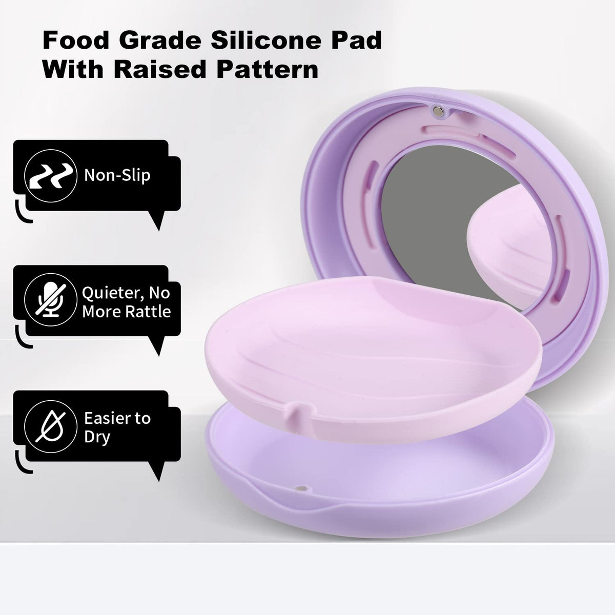 Retainer Case with Mirror, Compatible with Invisalign, Aligner - Purple