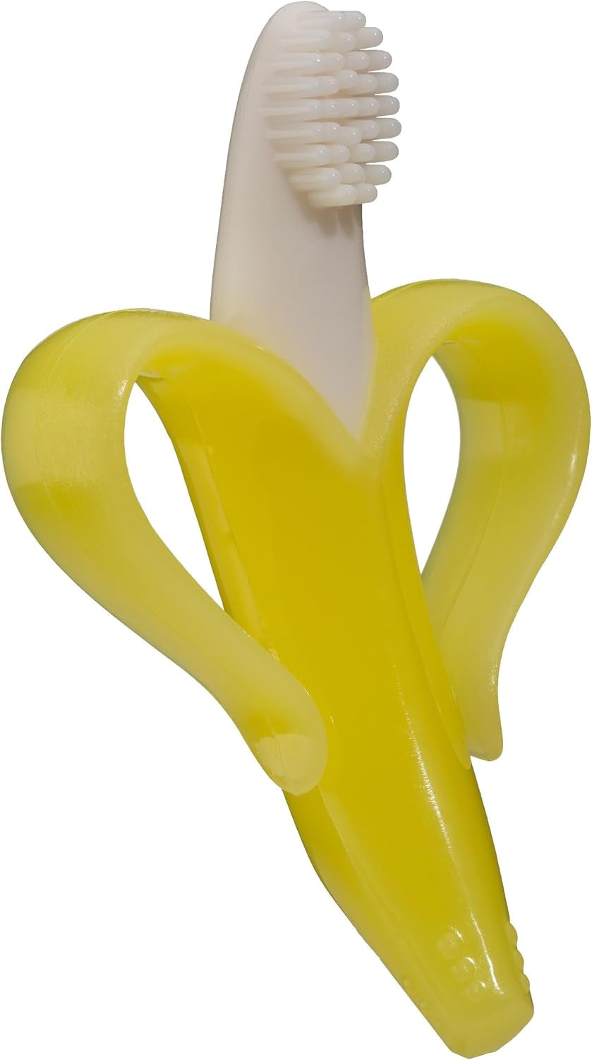 ® Yellow Toothbrush-Teether, Infant to Toddler, Made in USA, Butter-Soft Silicone, No Micro-Plastics, Bendable, Family-Owned Buisness since 2009, 11 Million+ Sold