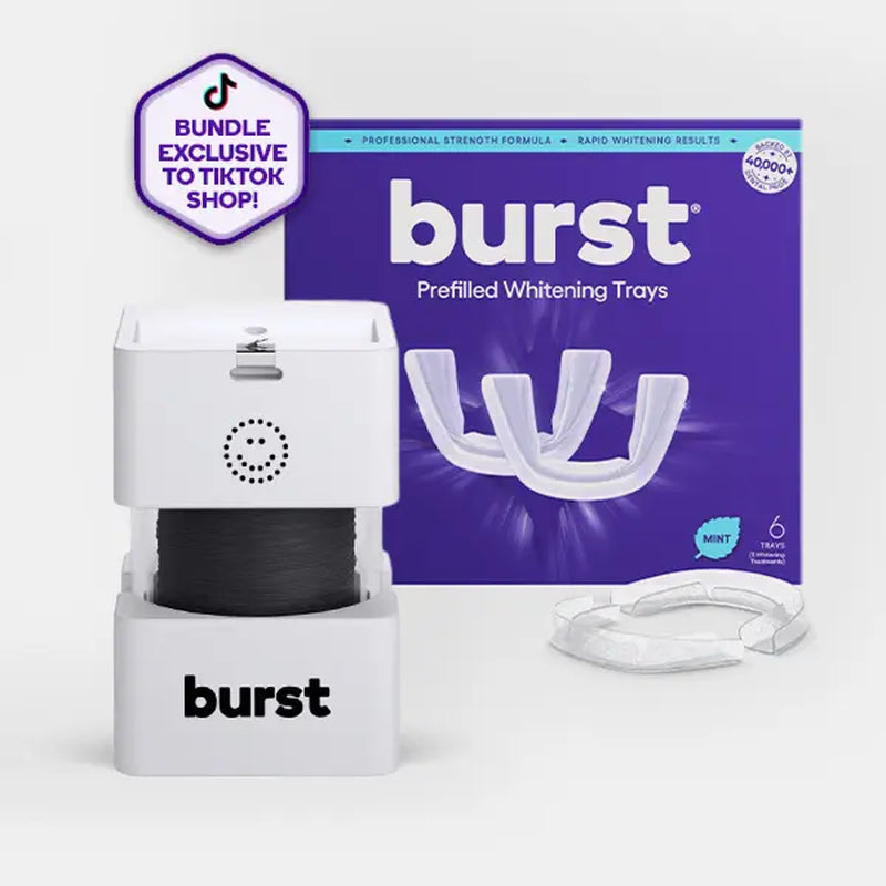 Big Floss Dispenser & Pre-Filled Whitening Trays Bundle-273 Yards, XL Size, Expanding Floss for Superior Plaque Removal,Advanced At-Home Dental White Trays Kit, 6 Trays, 3 Treatments, Visibly Whiter Teeth after One Use