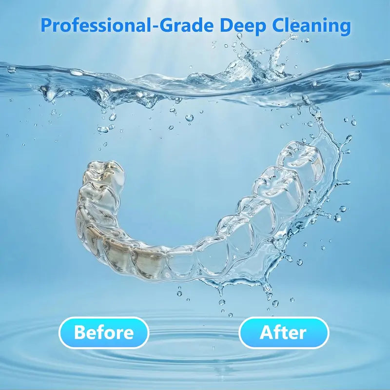 Ultrasonic Denture Cleaner, 48Khz Deep Cleaning Machine with 4 Timed Modes, 200Ml Digital Display for Retainers, Mouth Guards, Braces, Aligners, Toothbrushes, Jewelry, Pink