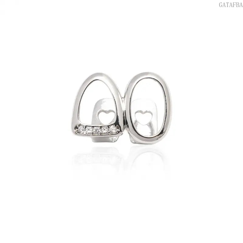 Double Hollow Grillz, Fully Encrusted Micro Pave Zircon, Stage Teeth Accessory Prop, Teeth Jewelry