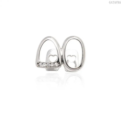 Double Hollow Grillz, Fully Encrusted Micro Pave Zircon, Stage Teeth Accessory Prop, Teeth Jewelry