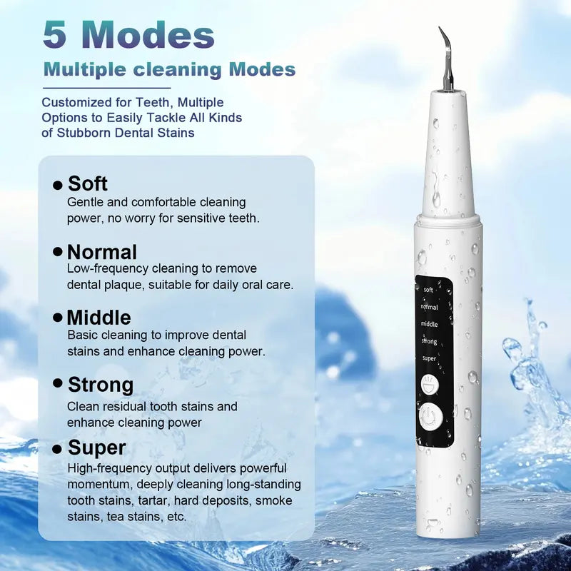 【Free Shipping】Ultrasonic Plaque Cleaner Oral Care Kit - Electric Toothbrush with USB Cable, Soft-To-Super Modes, Tartar Remover Tool for Human Use to Remove Tartar and Stains