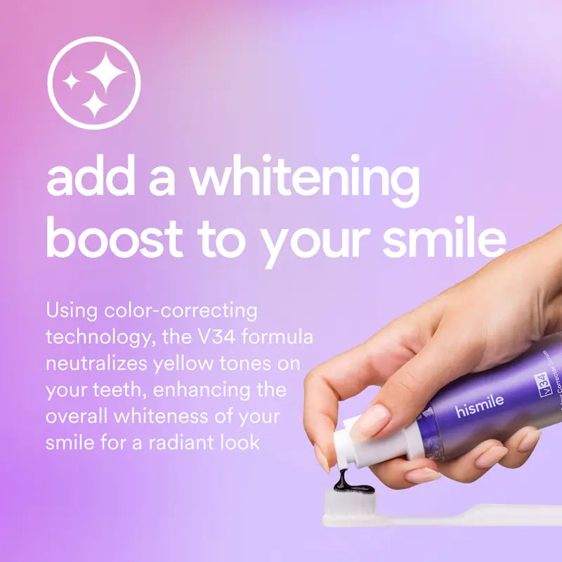 [NEW] [Hismile] V34 Colour Corrector Serum Value Set, Tooth Stain Concealer, Temporary Brightening Booster, Purple Toothpaste, Colour Correcting