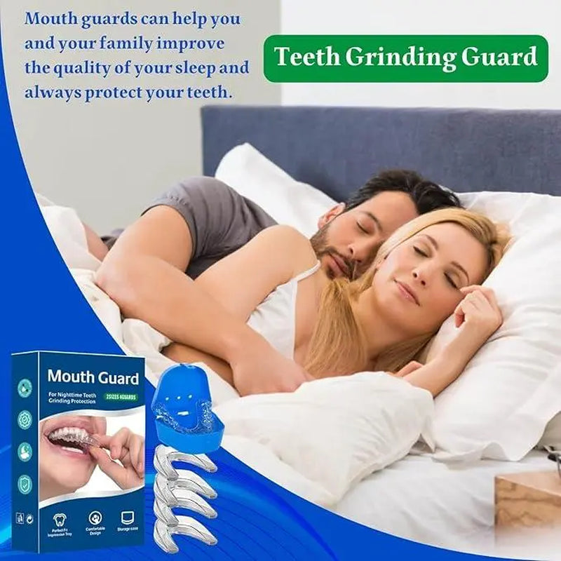 Adults' 4-Pack Unscented EVA Moldable Mouth Guards - Mouthpiece, Clenching Stopper, Reusable, Easy-To-Carry Protective Case, Personalized Fit Night Guard for Teeth Grinding, Sports & Whitening, Easy-To-Follow Instructions