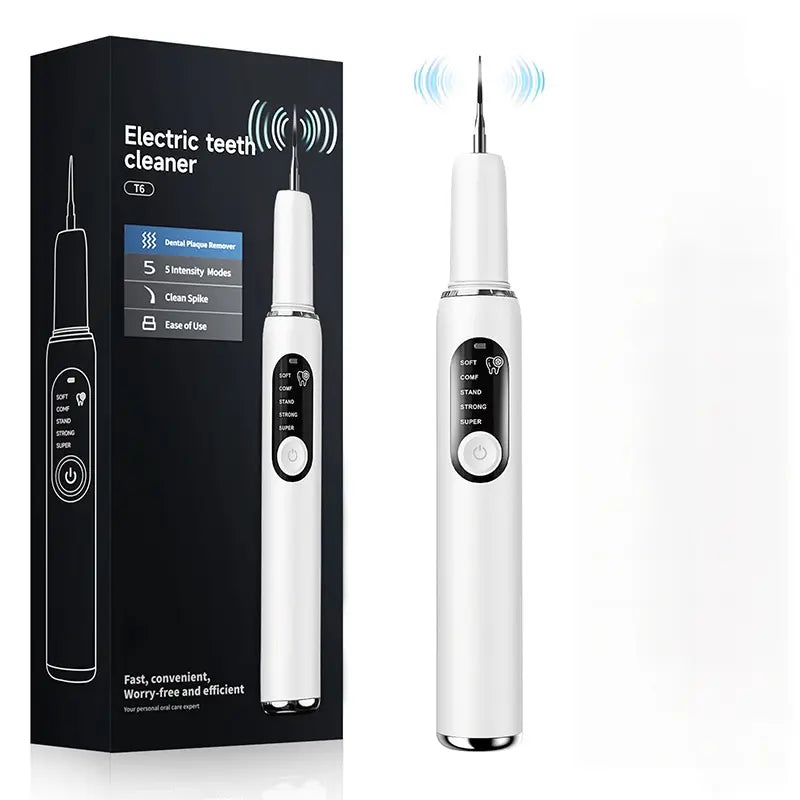 Plaque Remover Electric Tooth Cleaner with LED Light - Rechargeable Tartar Removal Kit for Adults, Oral Daily Cleansing, 5 Replaceable Heads, 2 Modes, 2 Replaceable Heads Included, Home Use