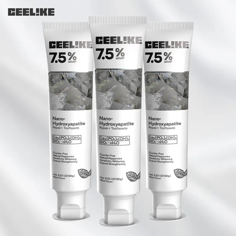CEELIKE Hydroxyapatite Toothpaste 3-Pack, Fluoride-Free Oral Care Products for Adults, Gentle Mint Flavor, Enamel Repair & Strengthening, Remineralize Teeth, Teeth Whitening & Breath Freshening