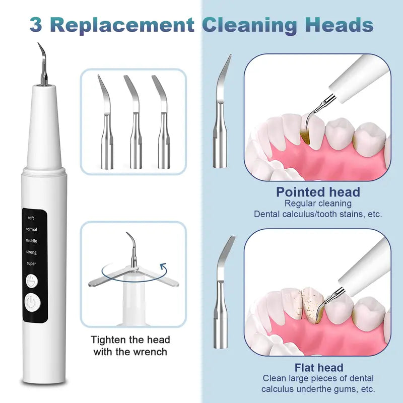 【Free Shipping】Ultrasonic Plaque Cleaner Oral Care Kit - Electric Toothbrush with USB Cable, Soft-To-Super Modes, Tartar Remover Tool for Human Use to Remove Tartar and Stains