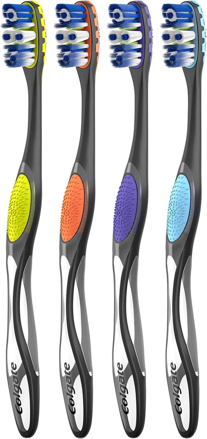 360 Floss-Tip Toothbrush Pack, Medium Adult Toothbrushes, 4 Pack