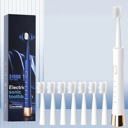 GMUX Sonic Electric Toothbrush - Cordless Rechargeable Adult Bathroom Gadget with 8 Dupont Bristle Heads, 5 Modes, Smart Timer, IPX7 Waterproof, USB Charge, 500Mah Battery, Couples Cool Gifts for Adults, Self Care & Personal Care Gadgets