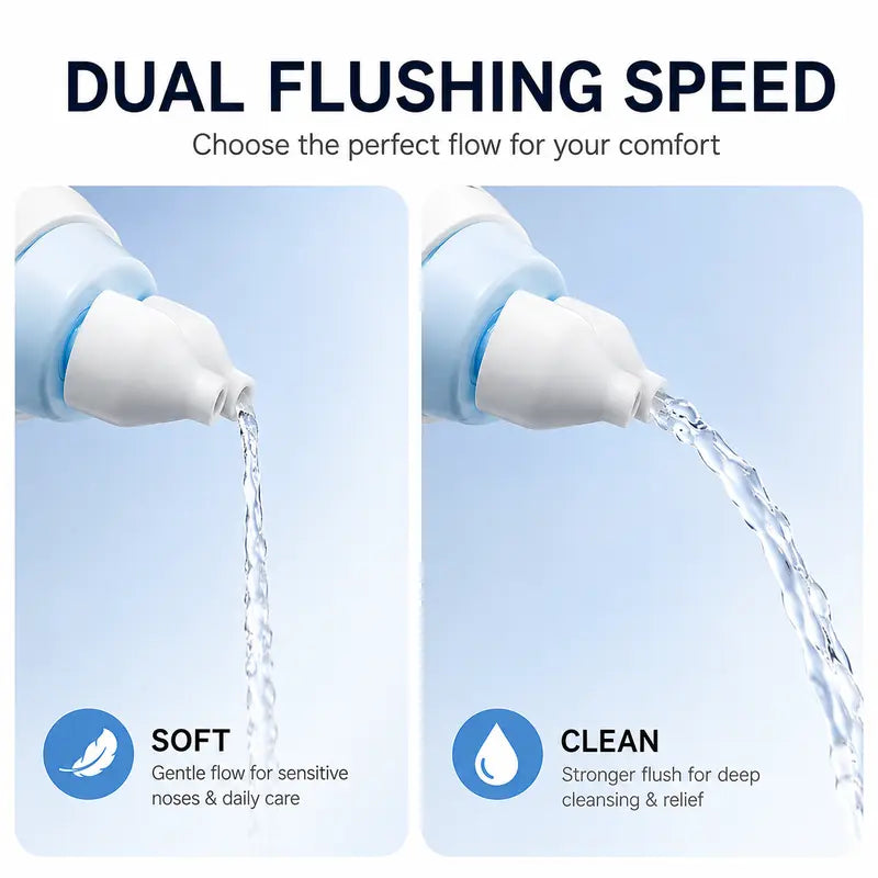 100% Authentic PHOFAY Medical Grade Nasal Irrigator, Dual-Powered Rechargeable Multi-User System with Adjustable Modes, 30 Unscented Saline Solution Packets, 2 Nose Pillow Sets, Gentle Formula Oral Silicone for Sinus Relief & Unscented Nasal Cleaning