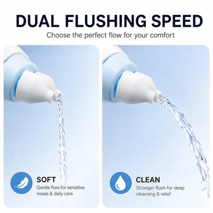 100% Authentic PHOFAY Medical Grade Nasal Irrigator, Dual-Powered Rechargeable Multi-User System with Adjustable Modes, 30 Unscented Saline Solution Packets, 2 Nose Pillow Sets, Gentle Formula Oral Silicone for Sinus Relief & Unscented Nasal Cleaning