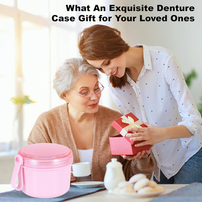 Denture Case, Leakproof Denture Soaking & Retainer Cleaning Container Cup