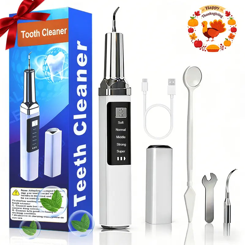 Rechargeable Electric Teeth Cleaner Kit - 1 Lithium Cell, Multiple Plastic Heads, Oral Irrigator, Plaque Remover, Teeth Whitening Tool for Daily Cleansing, Father’S Day Gift (Batteries Included)