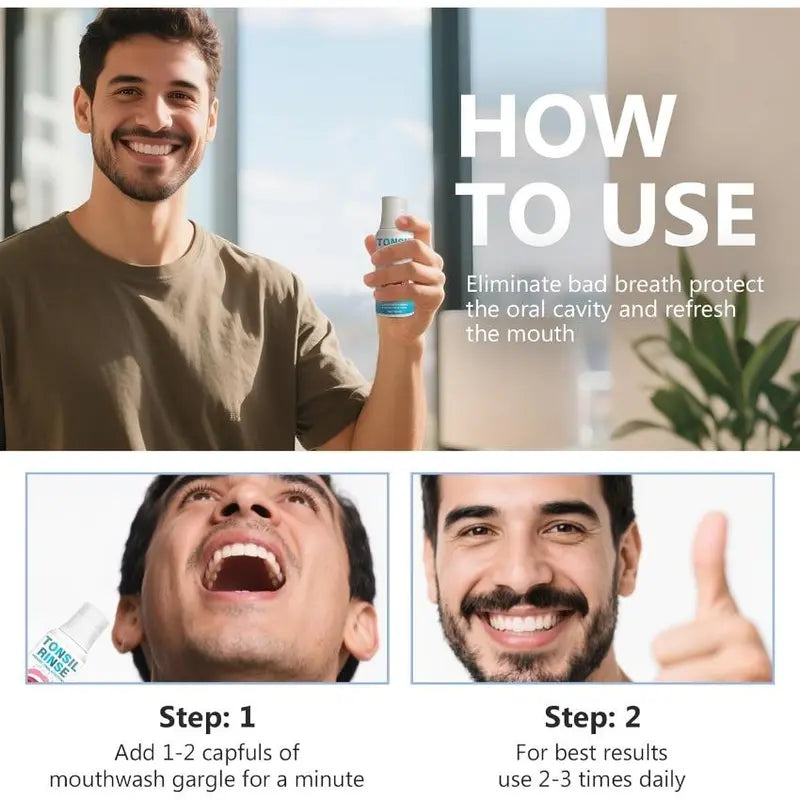 Alcohol-Free Coconut Oral Rinse Mouthwash - Liquid, Mint, Non-Medical, No Harsh Additives, Tonsil Stone Care, Youth Daily Use, Breath Freshening, 120Ml Bottle