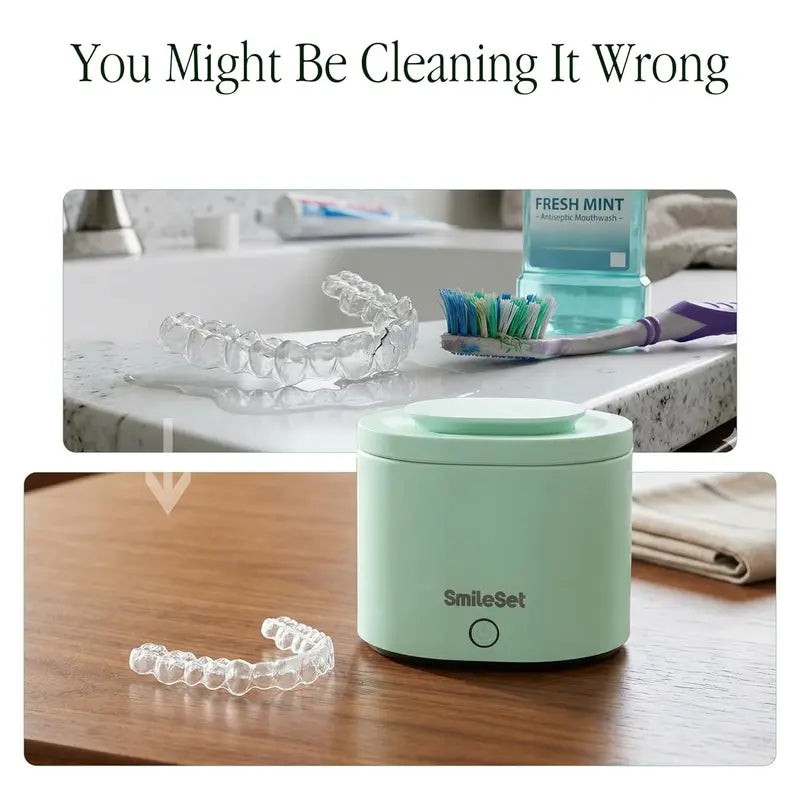 Premium 42000 Hz Ultrasonic Cleaner 200 Ml with Sanitizer for Clear Aligners, Retainers, Mouthguards, Dentures, & Night Guards – Deep Cleaning Dental Appliance Cleaner
