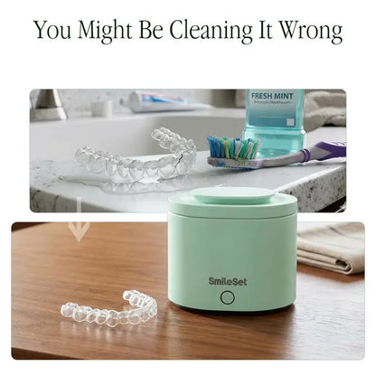 Premium 42000 Hz Ultrasonic Cleaner 200 Ml with Sanitizer for Clear Aligners, Retainers, Mouthguards, Dentures, & Night Guards – Deep Cleaning Dental Appliance Cleaner