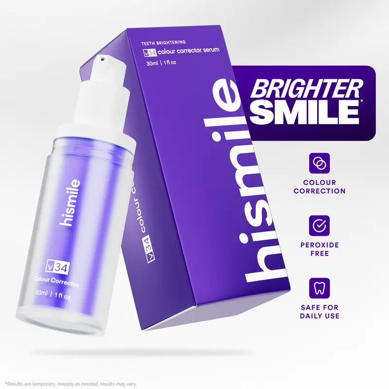 [NEW] [Hismile] V34 Colour Corrector Serum Value Set, Tooth Stain Concealer, Temporary Brightening Booster, Purple Toothpaste, Colour Correcting