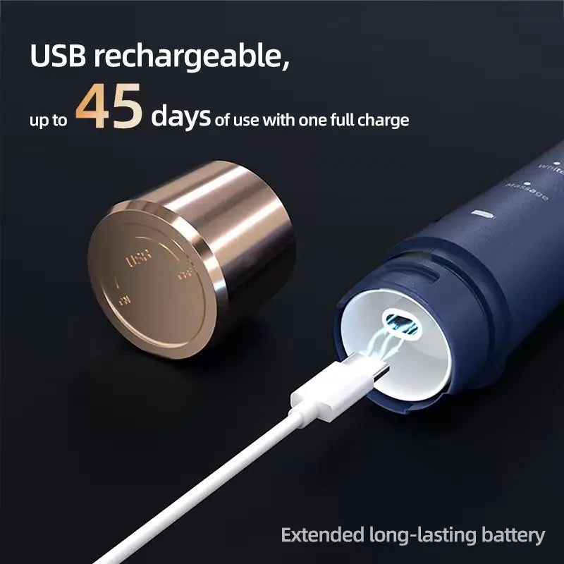 GMUX Sonic Electric Toothbrush - Cordless Rechargeable Adult Bathroom Gadget with 8 Dupont Bristle Heads, 5 Modes, Smart Timer, IPX7 Waterproof, USB Charge, 500Mah Battery, Couples Cool Gifts for Adults, Self Care & Personal Care Gadgets