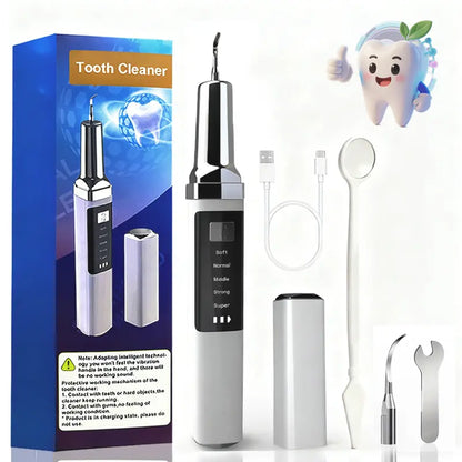 Rechargeable Electric Teeth Cleaner Kit - 1 Lithium Cell, Multiple Plastic Heads, Oral Irrigator, Plaque Remover, Teeth Whitening Tool for Daily Cleansing, Father’S Day Gift (Batteries Included)