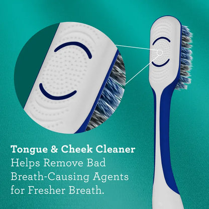 Gurunanda Gentle Giant Toothbrush with Dual Action Flossing Spiral Bristles - Ergo Dexa Grip - Helps in Teeth Whitening, BPA Free, (4 Count)