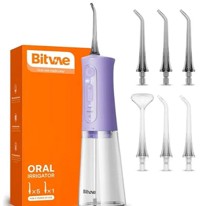 Bitvae C1/C5/C6 Cordless Plastic Oral Irrigator Flosser - Rechargeable (40-Day Battery Life Included), Powerful, IPX7 Waterproof, Adjustable Nozzle, USB Port, 60S Full Mouth Clean, Gum Health, Selfcare Dental Kit