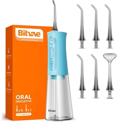 Bitvae C1/C5/C6 Cordless Plastic Oral Irrigator Flosser - Rechargeable (40-Day Battery Life Included), Powerful, IPX7 Waterproof, Adjustable Nozzle, USB Port, 60S Full Mouth Clean, Gum Health, Selfcare Dental Kit