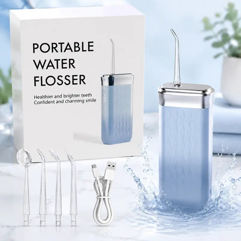 Mini Water Flosser for Travel, Cordless Oral Irrigator IPX7 Waterproof, 180Ml Large Tank Portable Dental Cleaner, USB Rechargeable, Multi-Mode Teeth & Gum Care for Braces & Sensitive Teeth