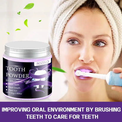 ROZINO Teeth Cleaning Powder - Mild, Sensitive-Friendly Natural Mouth Care for Daily Teeth Brightening, Fresh Breath, Antibacterial Deep Clean Action (50G)