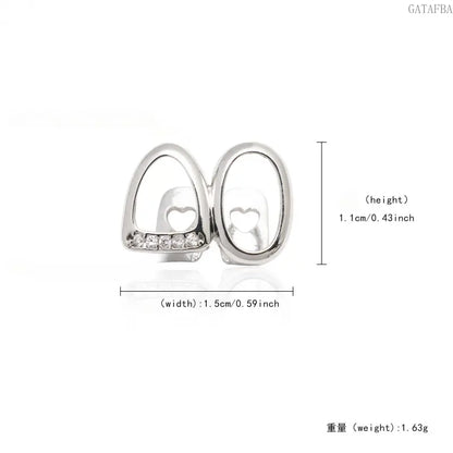 Double Hollow Grillz, Fully Encrusted Micro Pave Zircon, Stage Teeth Accessory Prop, Teeth Jewelry